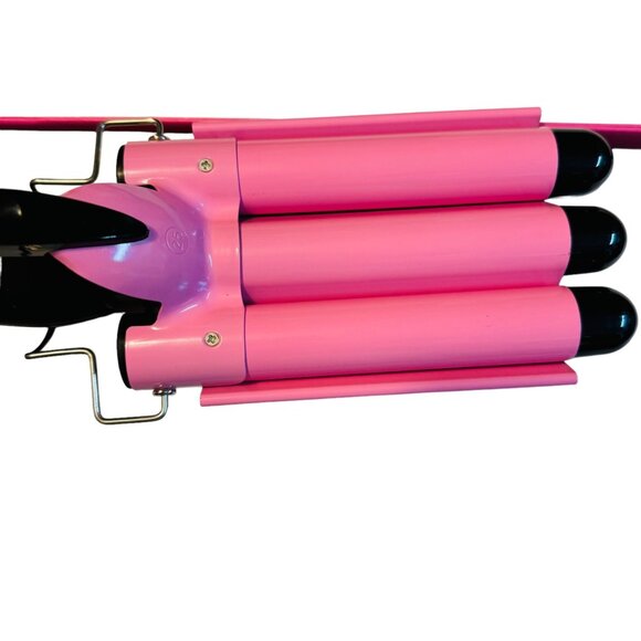Aleath Hair Waver Ceramic Wand with LCD Temp Display 3 Barrel Pink - Picture 2 of 8